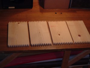 Finger-Jointed Cabinet before Assembly Finger-Joints on a speaker cabinet before assembly